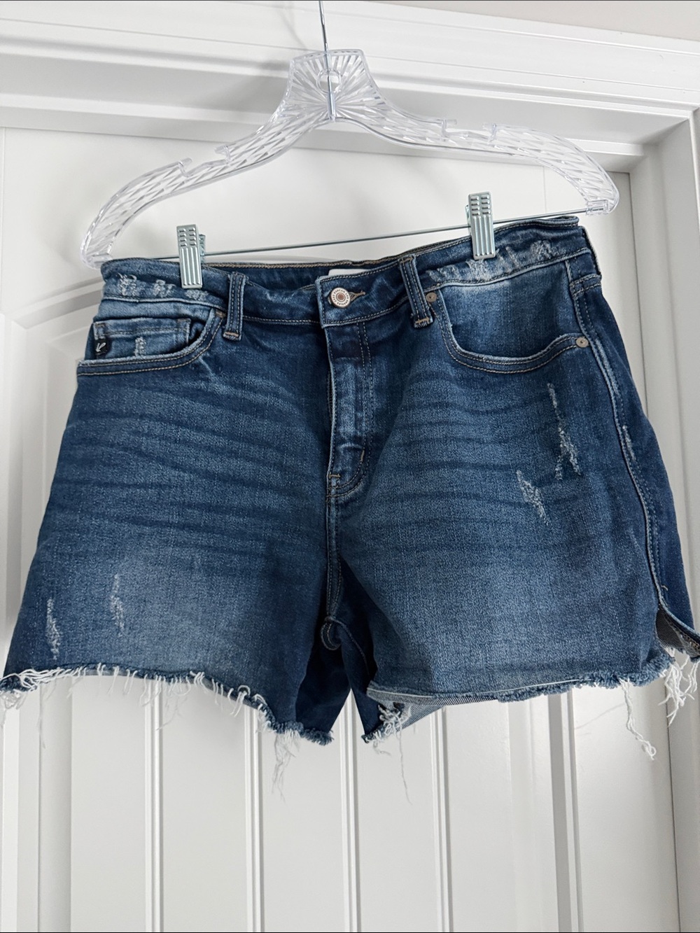 KanCan Dark Blue Distressed Denim Shorts